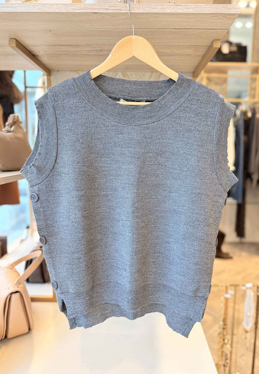 LE STREGHE - Gilet Bottoni In Maglia Grigio