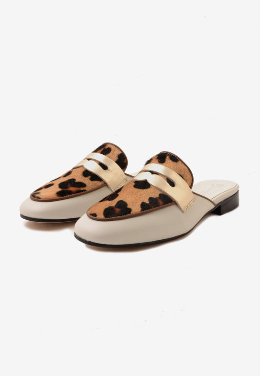 DIVINE FOLLIE - Sabot Cavallino Leopardato Latte