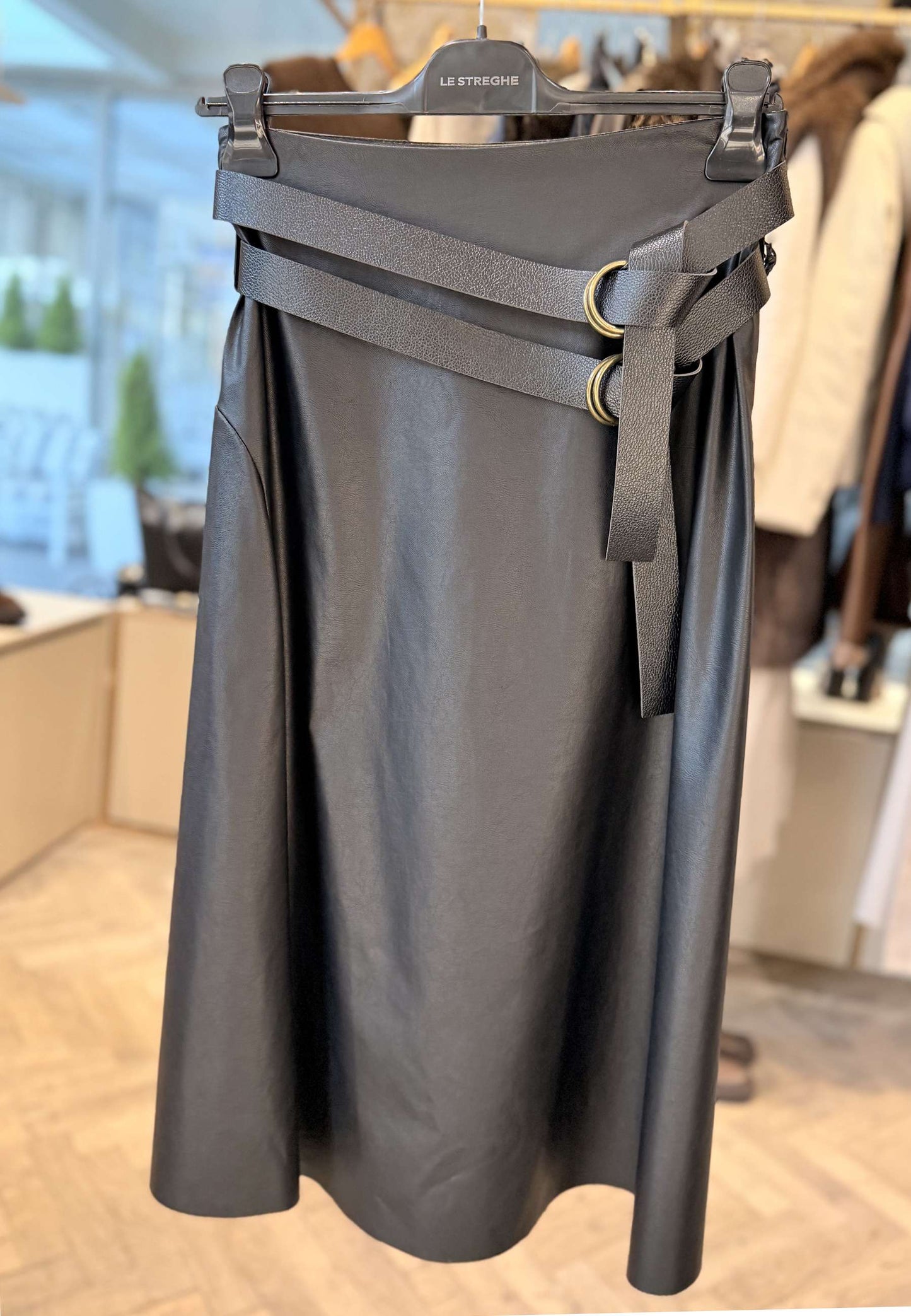 LE STREGHE - Longuette In Ecopelle Nero