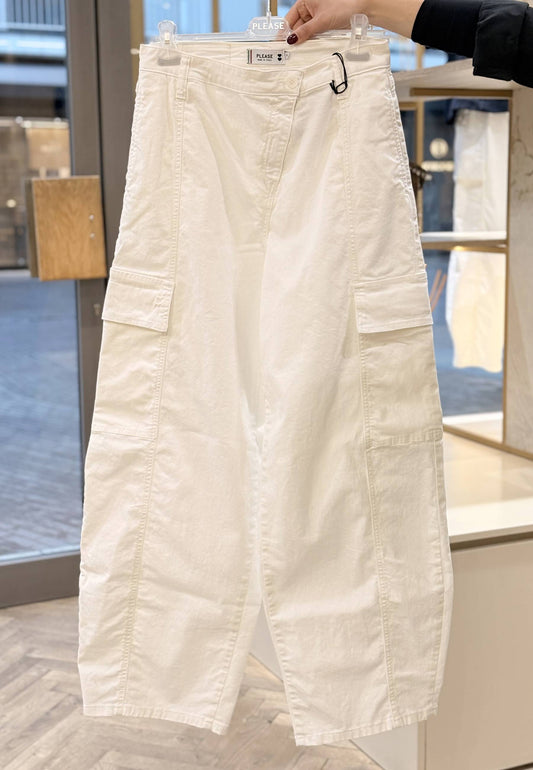 PLEASE - Pantalone Cargo Ballon Bianco