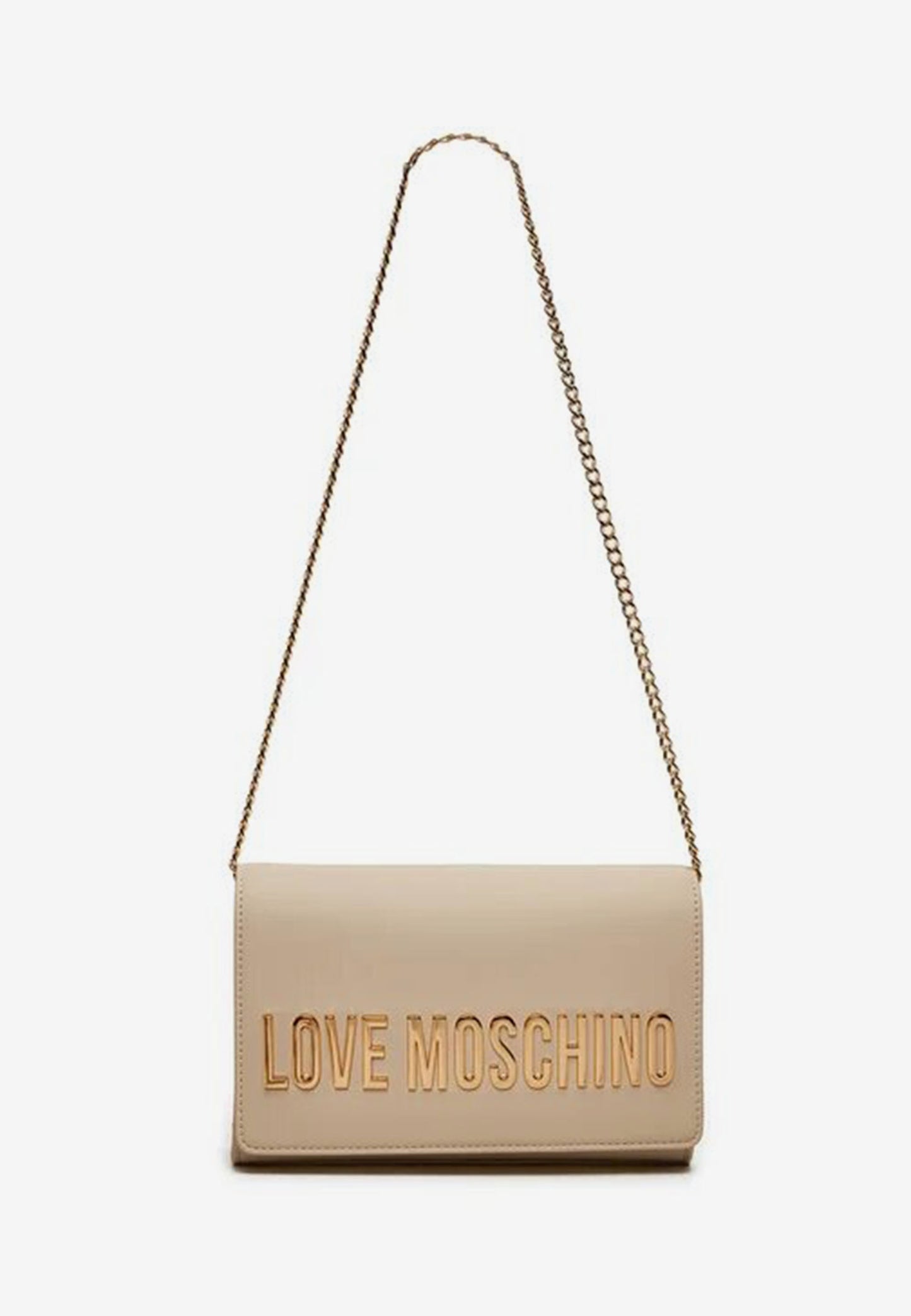 LOVE MOSCHINO – Elfenbeinfarbene Umhängetasche mit Schriftzug