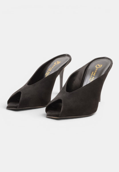 DIVINE FOLLIE - Sabot Camoscio Microfibra Nero