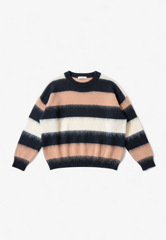 LE STREGHE - Maglione Girocollo A Righe Nero