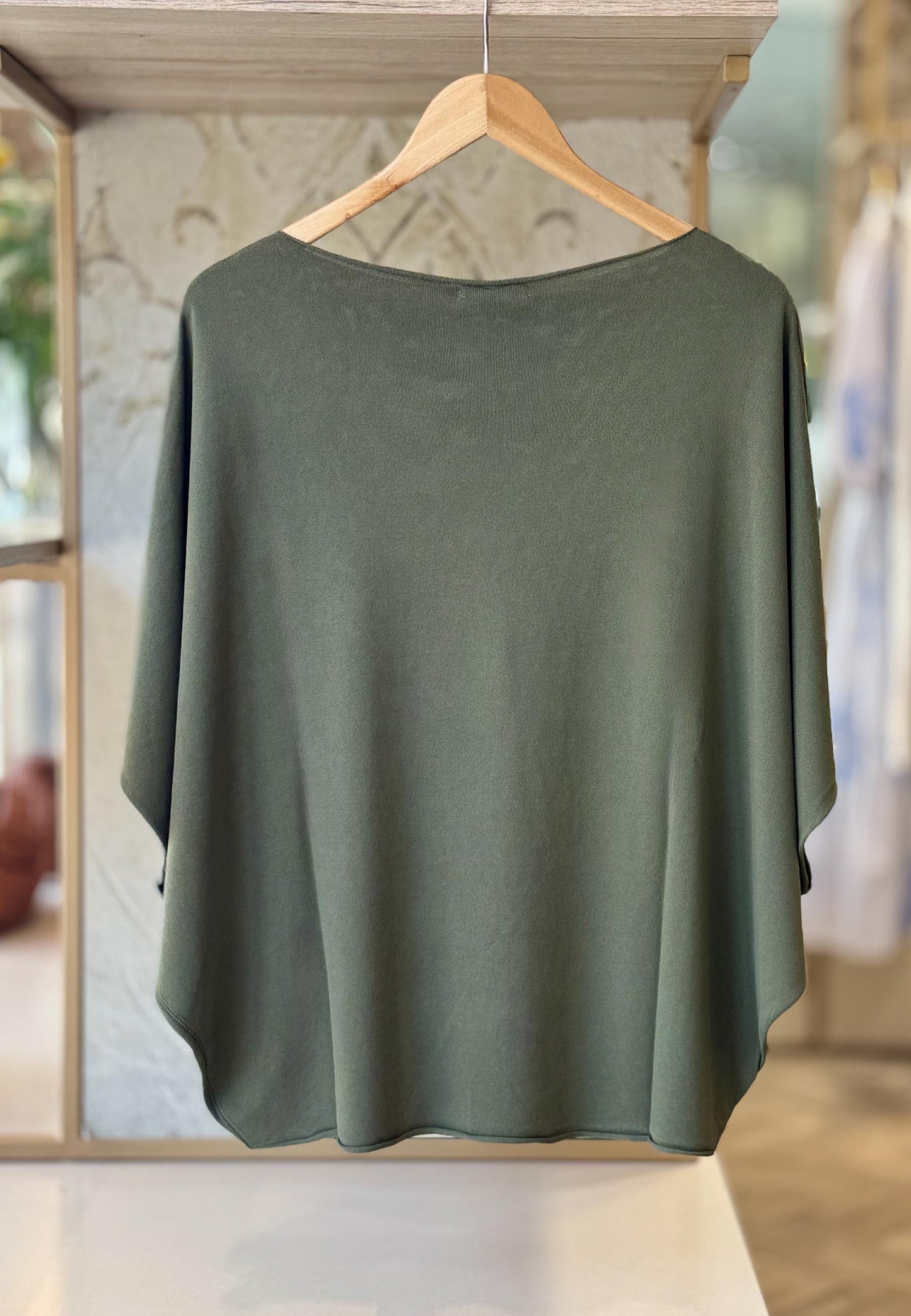 SUSY STAR CURVY - Maglia Over Pipistrello Verde Militare