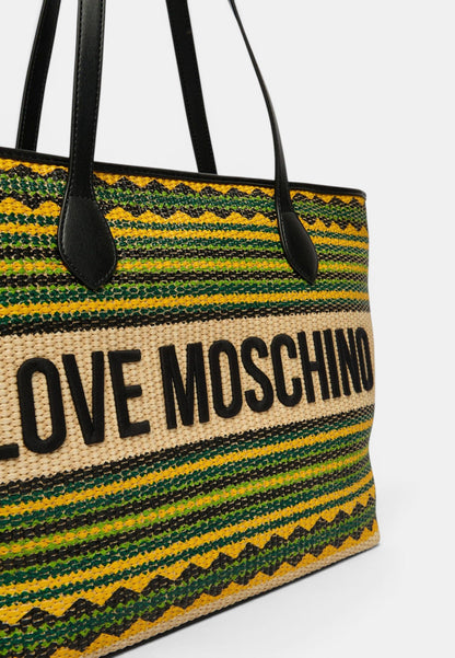 LOVE MOSCHINO - Shopping Bag In Raffia Multicolor