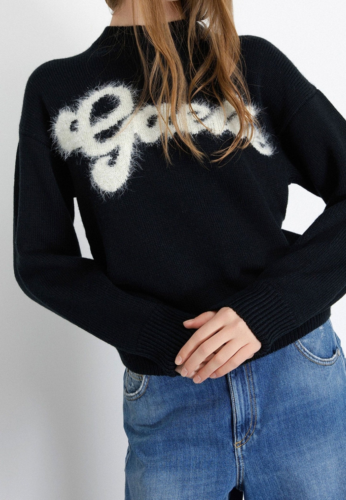 GAELLE - Pullover cropped Nero