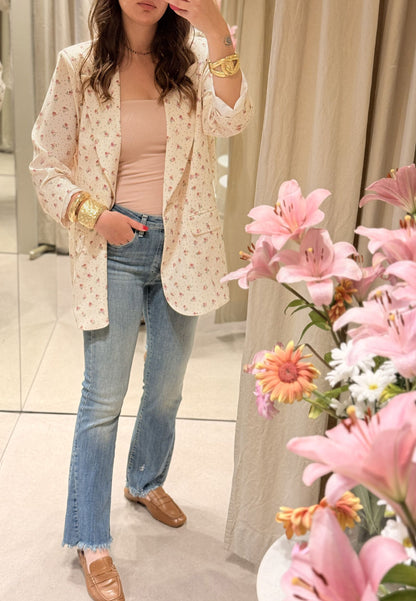 SUSY STAR CURVY - Giacca Fluida Flower Avorio