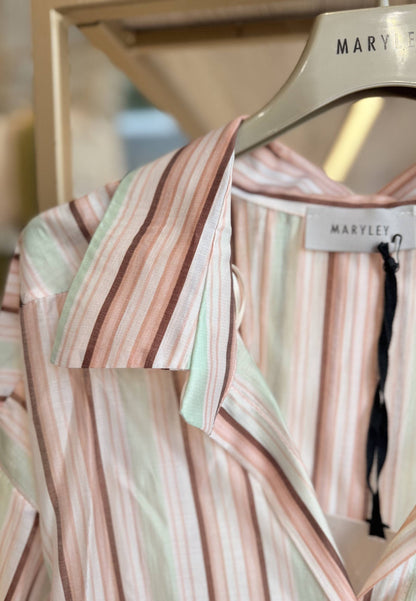 MARYLEY - Camicia Over A Righe Multicolor