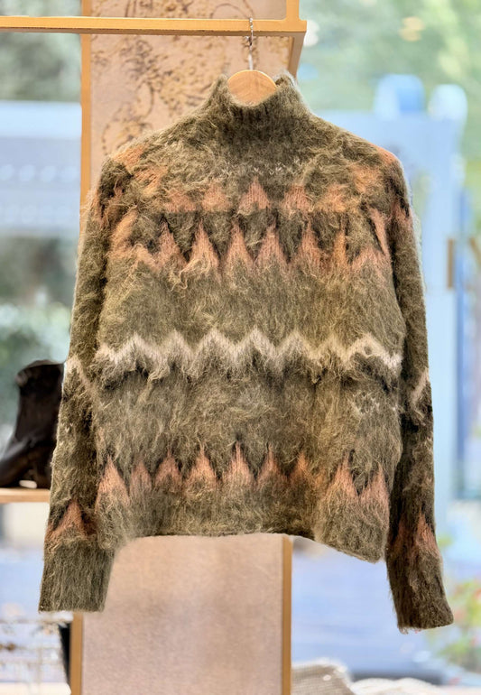 MOTEL - Maglione Collo Cratere Verde Militare