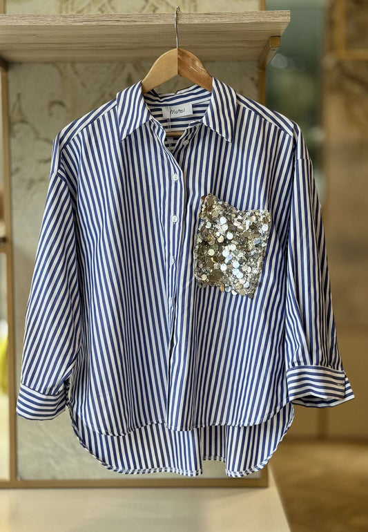 MOTEL - Camicia Righe e Paillettes