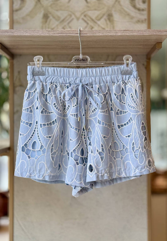 MOTEL - Pantalone Short In San Gallo Celeste