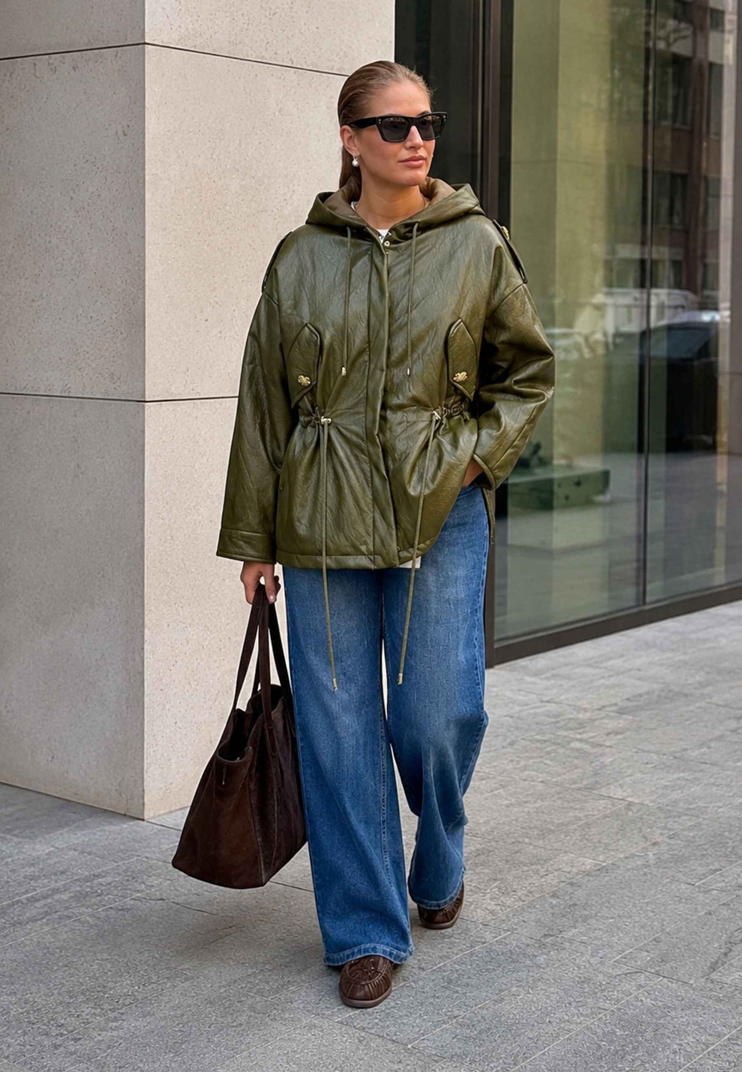 PINK MEMORIES - Parka Con Coulisse Verde Oliva