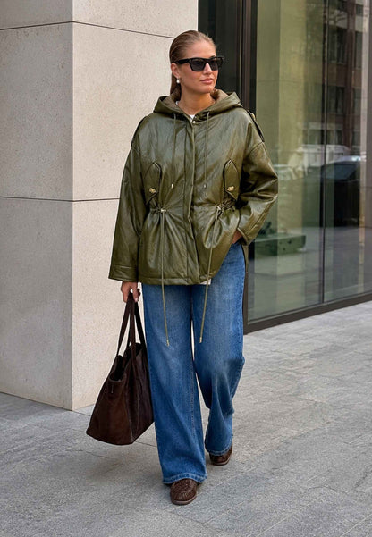 PINK MEMORIES - Parka Con Coulisse Verde Oliva