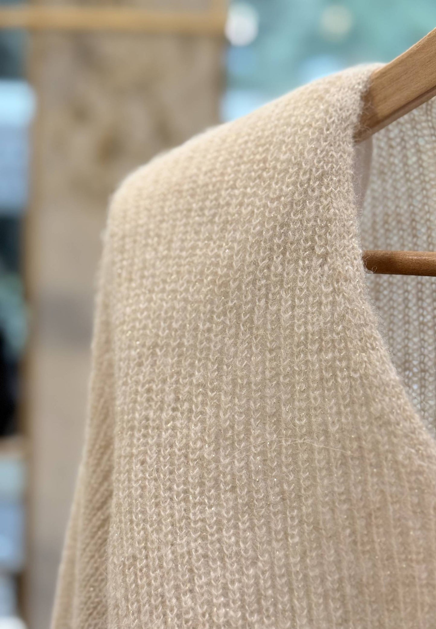 MOTEL - Maglioncino Nodo Lurex Avorio