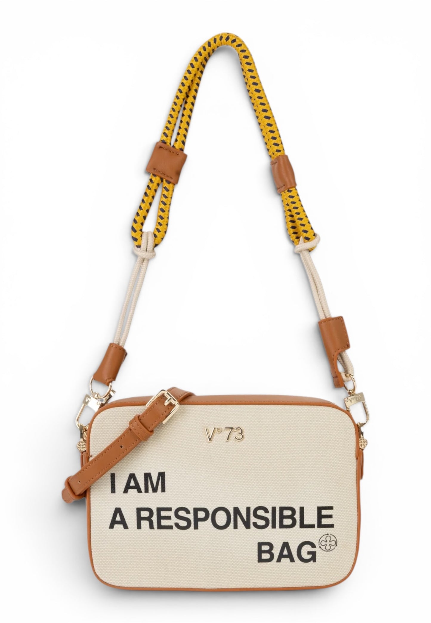 V73 - Borsa A Tracolla Responsible Off White/Cuoio