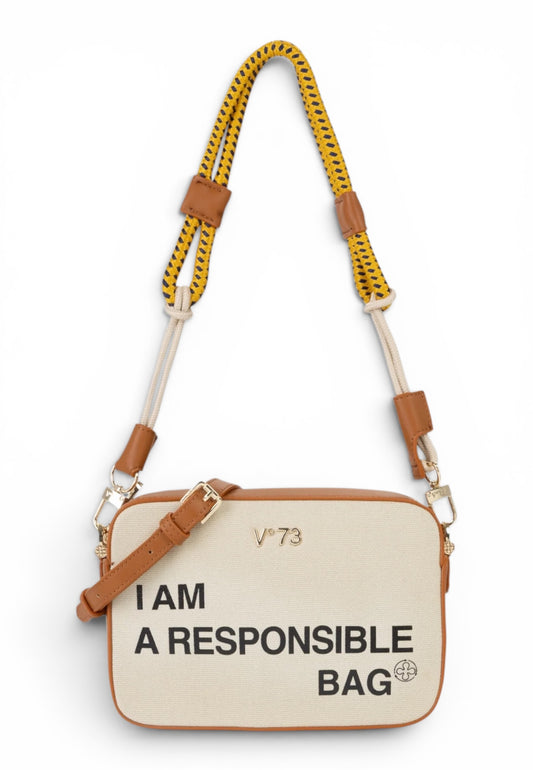 V73 - Borsa A Tracolla Responsible Off White/Cuoio