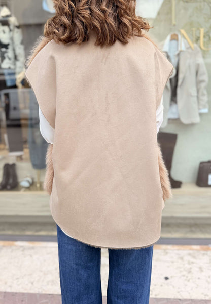 MOTEL - Gilet Over Ecopelliccia Cammello