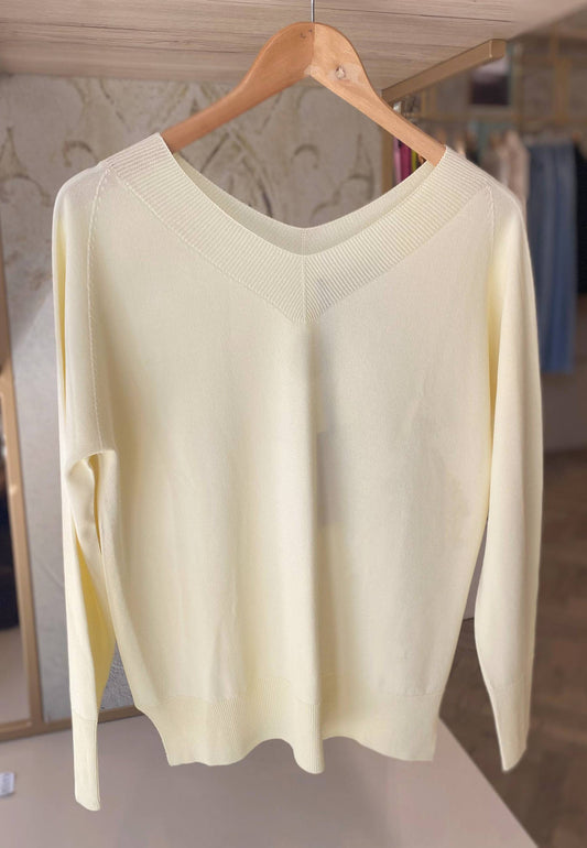 MARYLEY - Maglia Scollo A "V" Canarino