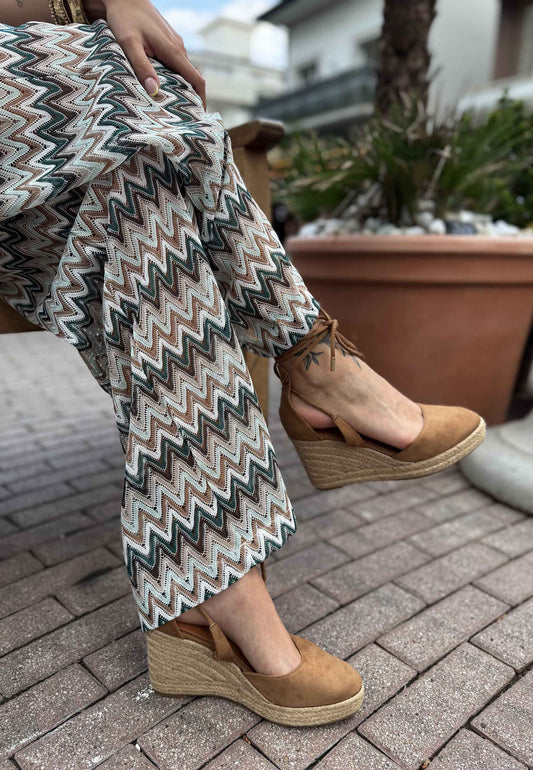 DIVINE FOLLIE - Espadrillas Zeppa Camoscio Nocciola