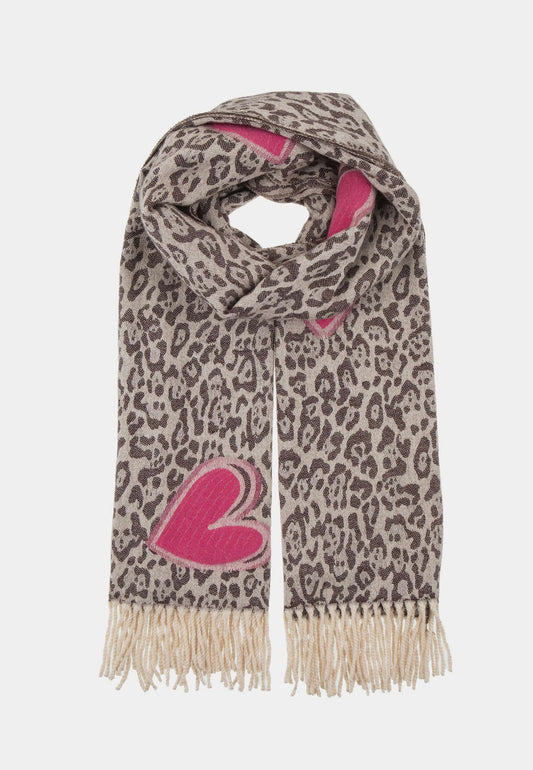 ALEX MAX - Coffee Hearts Leopard Scarf