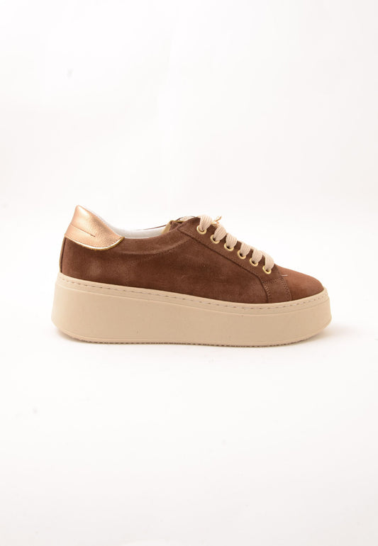 DIVINE FOLLIE - Sneakers Camoscio Bijoux Sigaro