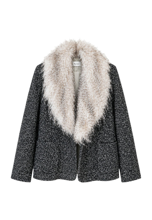 MOTEL - Blazer Collo Ecopelliccia Nero