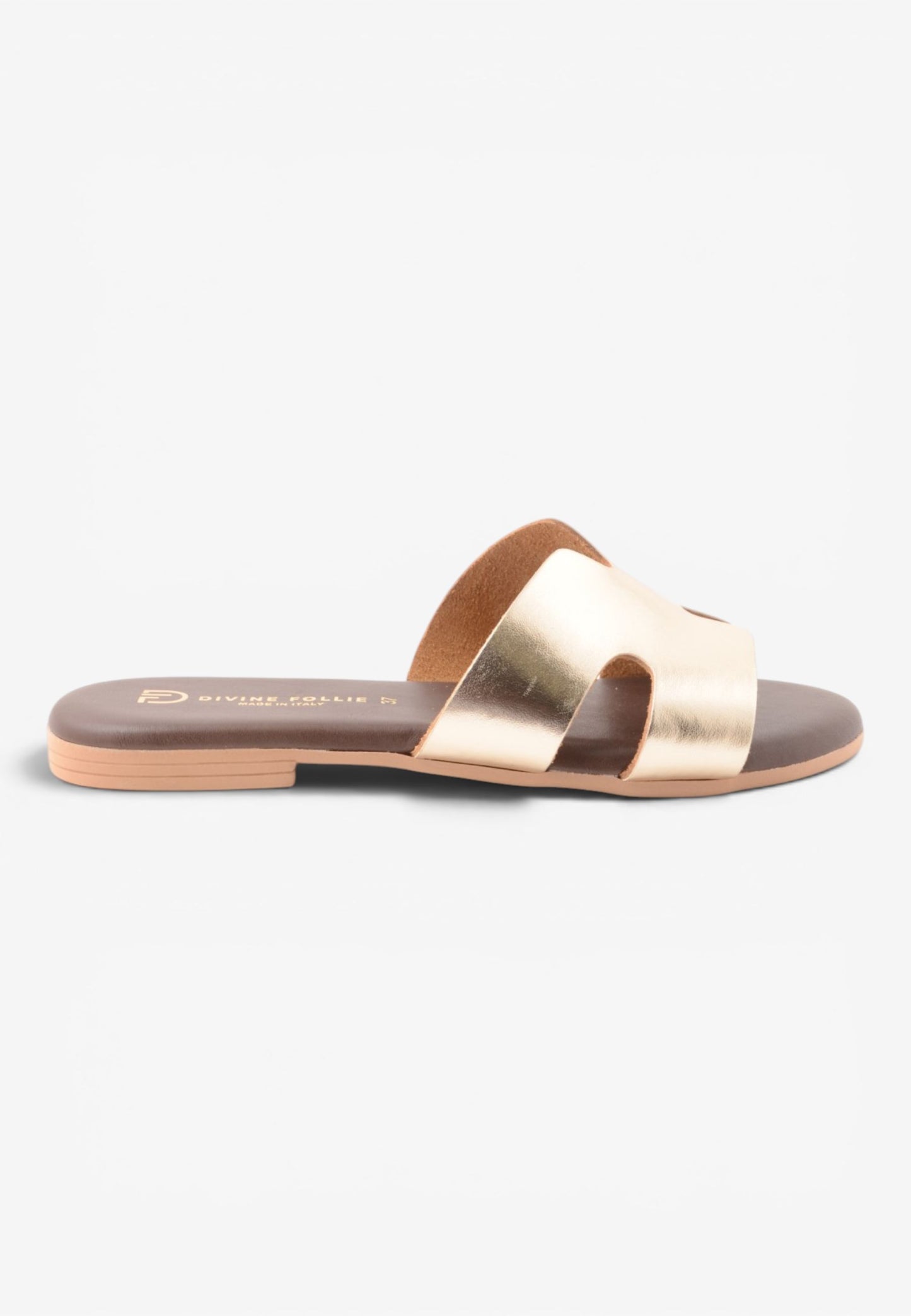 DIVINE FOLLIE - Ciabattina Bassa Flat con Fascia Sagomata a "H" Platino