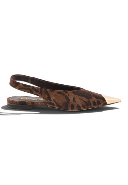 DIVINE FOLLIE - Slingback Flat Leopardate con Punta Dorata