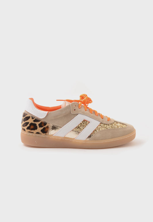 DIVINE FOLLIE - Sneakers Glitter Animalier Arancio