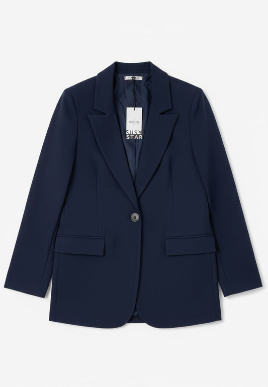 SUSY STAR CURVY - Giacca Monopetto Fluida Blu