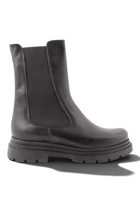 DIVINE FOLLIE - Stivaletto Chelsea In Vera Pelle Nero