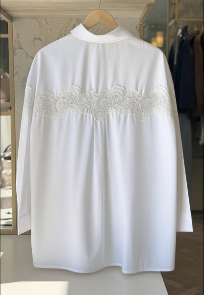 NUNZIA - Camicia Ricamo Over Off White