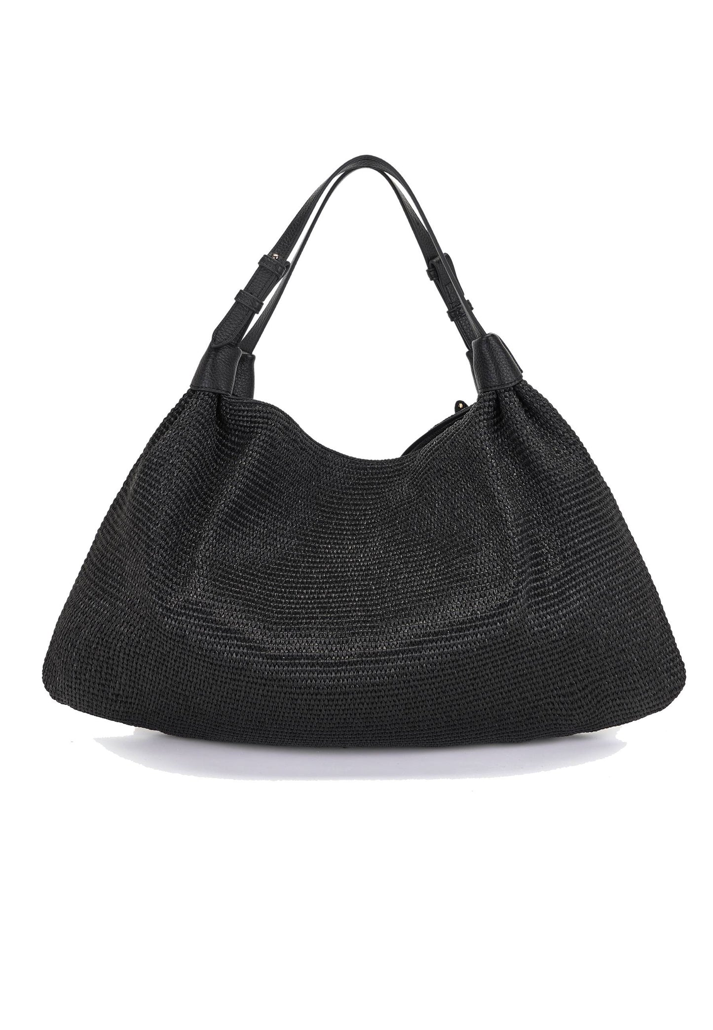 LA CARRIE - Shopping Bag Soft In Raffia Nero