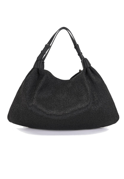 LA CARRIE - Shopping Bag Soft In Raffia Nero