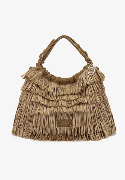 LA CARRIE - Shopping Bag In Raffia Marrone