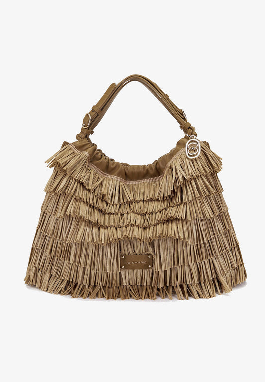 LA CARRIE - Shopping Bag In Raffia Marrone