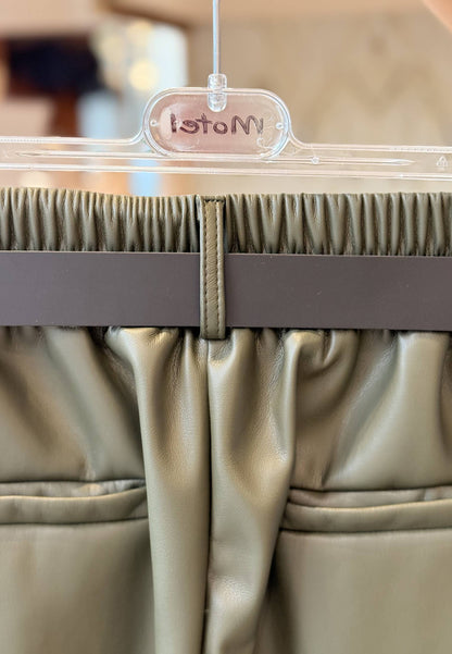 MOTEL - Pantalone A Palazzo Ecopelle Verde