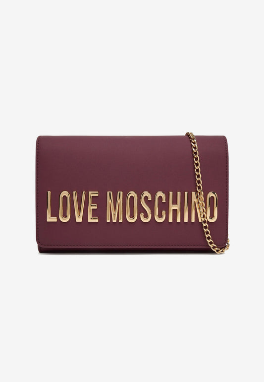 LOVE MOSCHINO - Borsetta A Tracolla Lettering Soft Touch Vino