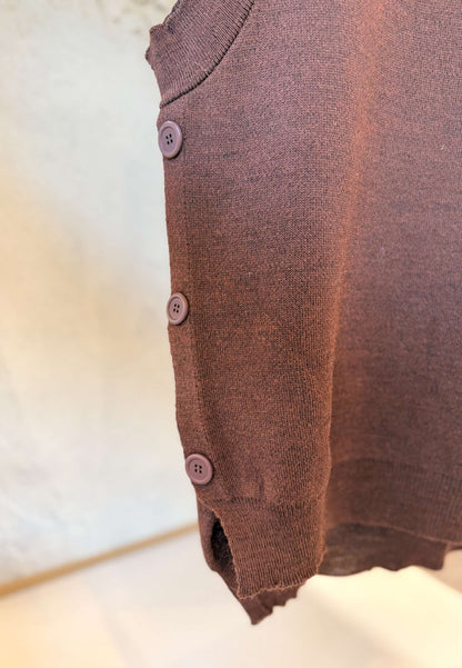 LE STREGHE - Gilet Bottoni In Maglia Vino