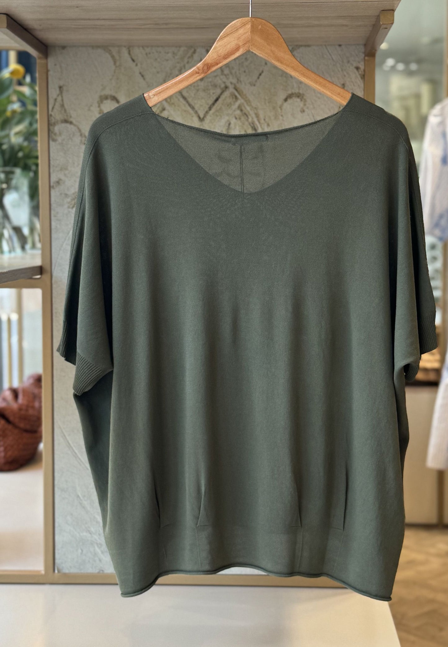 SUSY STAR CURVY - Maglia V Verde Militare