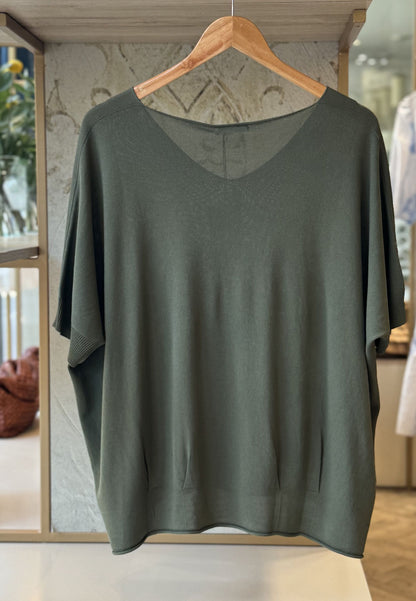 SUSY STAR CURVY - Maglia V Verde Militare