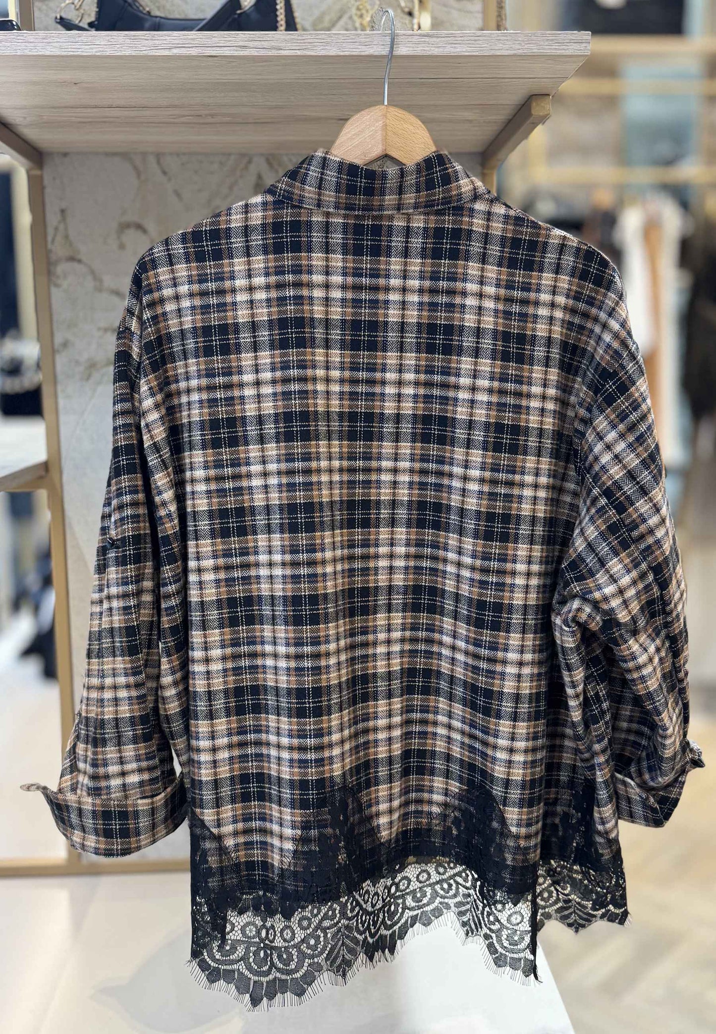 MOTEL - Camicia Check e Pizzo Nero