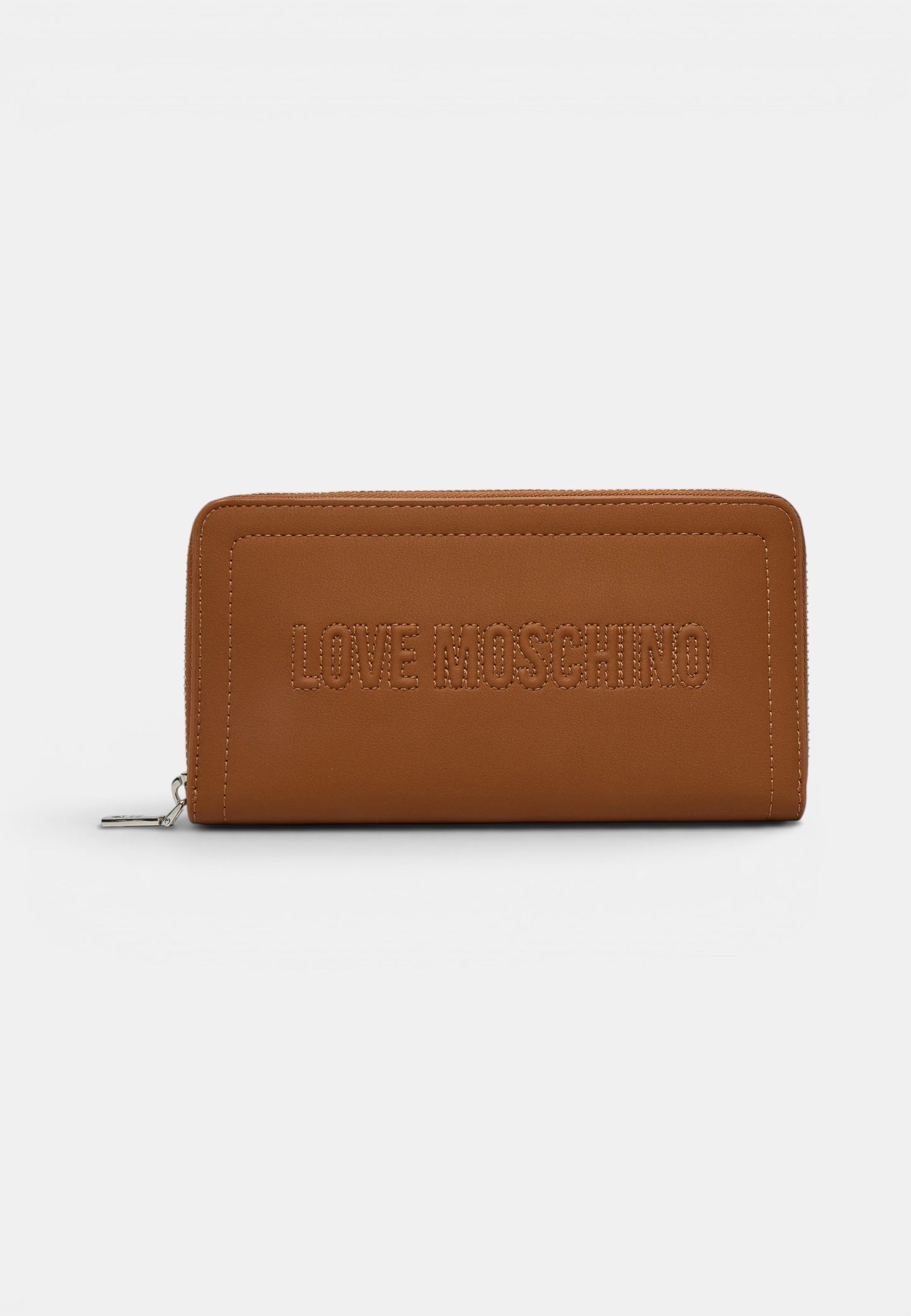 LOVE MOSCHINO - Portafoglio Zip Around Signature Cuoio