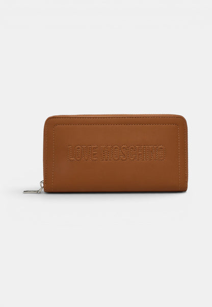 LOVE MOSCHINO - Portafoglio Zip Around Signature Cuoio