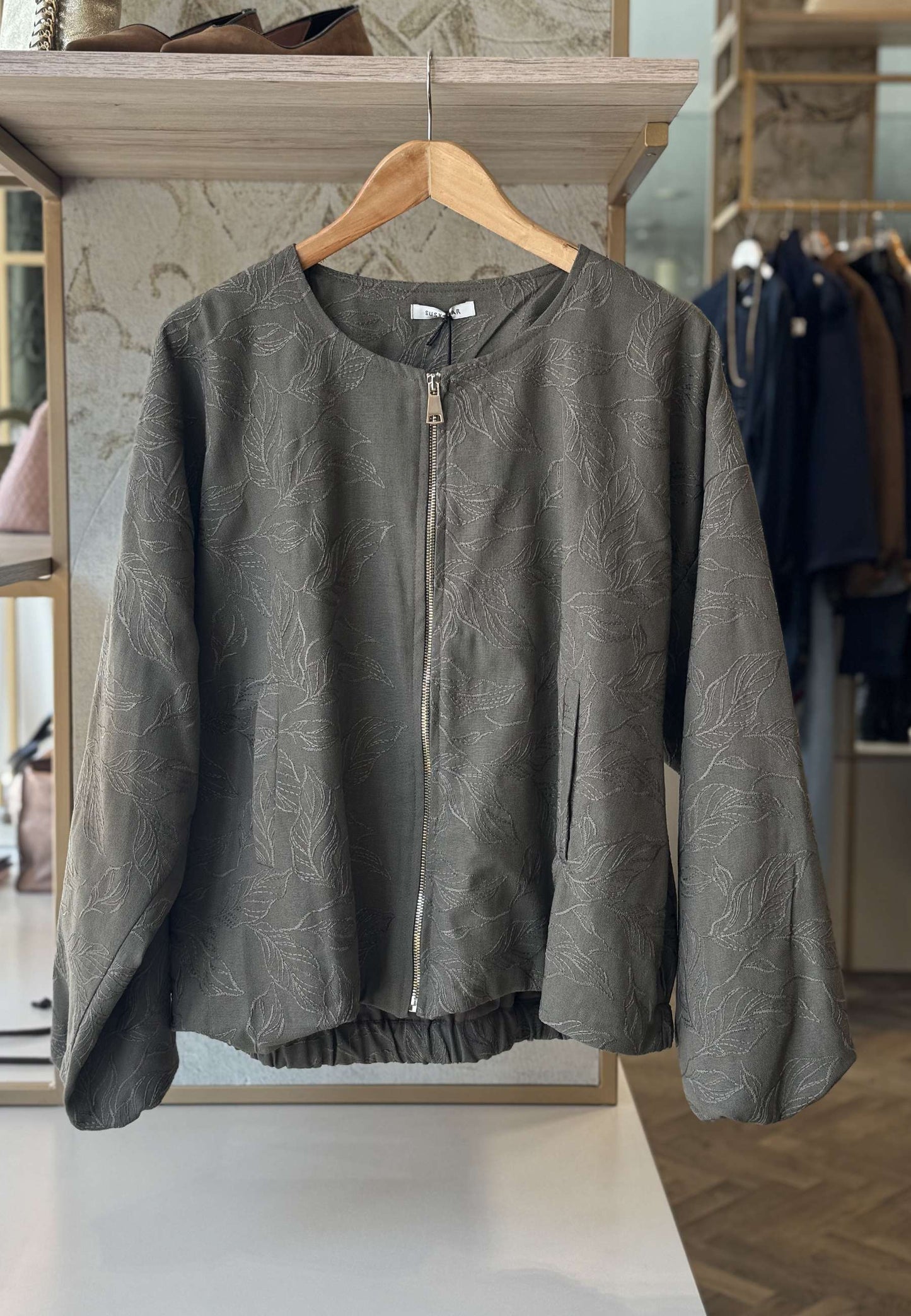 SUSY STAR CURVY - Bomber Ricamato Verde Militare