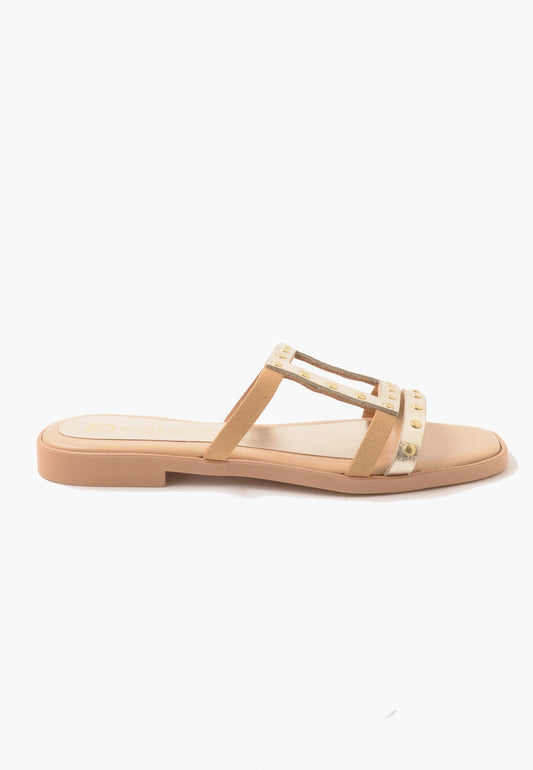 DIVINE FOLLIE - Ciabattina con Borchie Sabbia