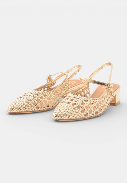 GOLD&GOLD - Slingback Con Tacco Traforata Oro