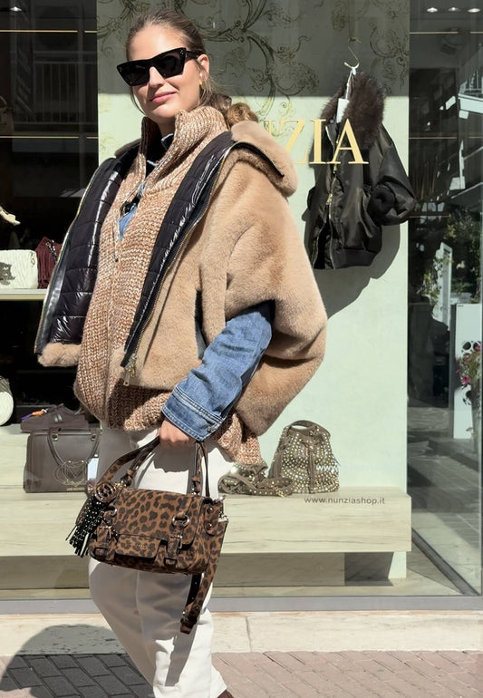 MOTEL - Cappa Imbottita Ecopelliccia Beige