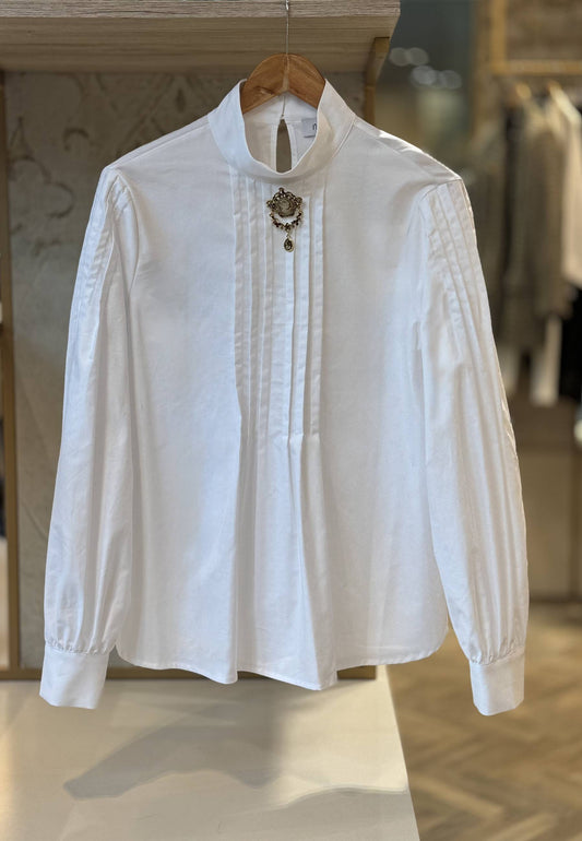 MOTEL - Camicia Con Spilla In Popeline Bianco