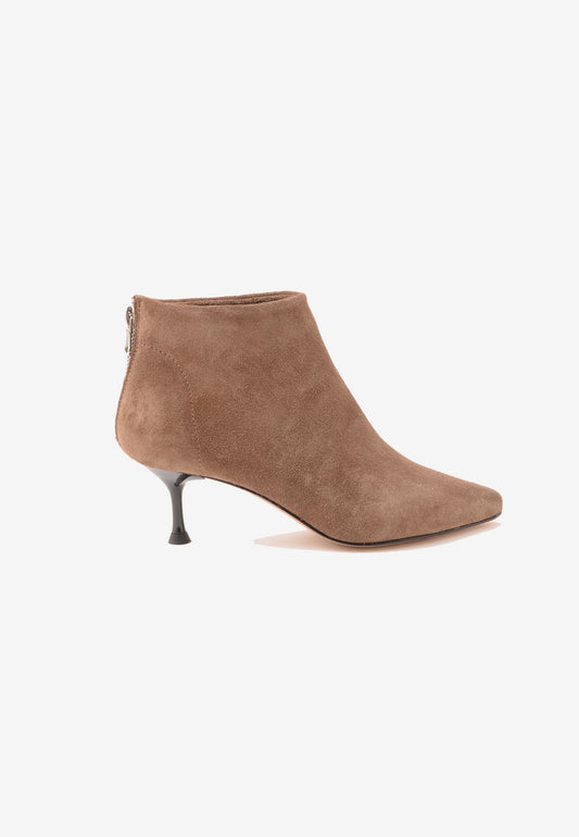 DIVINE FOLLIE - Stivaletto Zip Camoscio Taupe